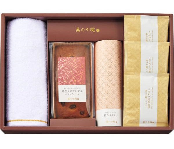 菓のや織 泉州タオル和菓子セット(フェイスタオル・バウンドケーキ・コーヒー・かりんとう)